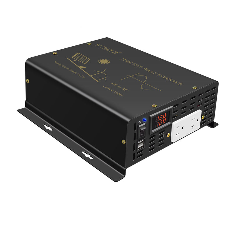 1000W Power Inverter 12VDC,24VDC or 48VDC to 120VAC Pure Sine Wave Inverter RBU51000W with a Wireless Remote Control