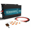 2000W Power Inverter 12VDC or 24VDC to 120VAC Pure Sine Wave Inverter RBPRC2000W With Wireless Remote