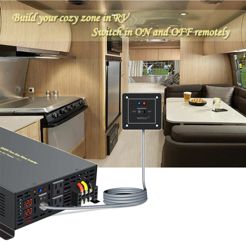 3500W Power Inverter 12VDC or 24VDC  to 120VAC Pure Sine Wave Inverter RBP3500WRD With Wired Remote