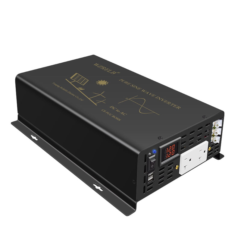 2000W Power Inverter 12VDC,24VDC or 48VDC to 120VAC Pure Sine Wave Inverter RBU52000W with a Wireless Remote Control