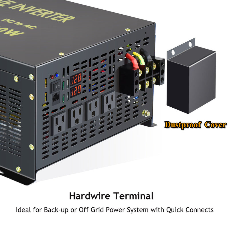 8000W Power Inverter 12VDC,24VDC or 48VDC to 120VAC Pure Sine Wave Inverter RBH8000W With Wired Remote
