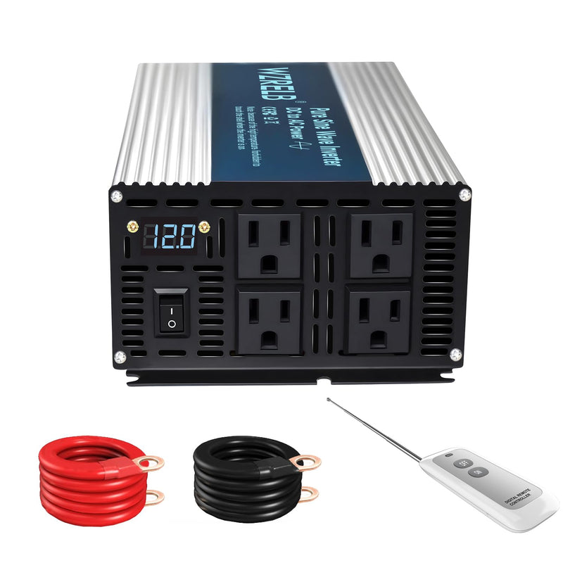 1800W Power Inverter with Wireless Remote Control 12V or 24VDC or 36VD