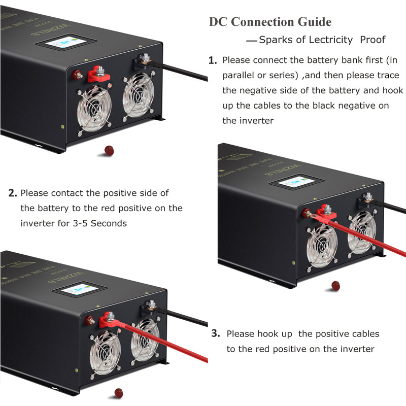 WZRELB 4000W 72VDC to 120VAC 240VAC Split Phase Pure Sine Wave Inverter