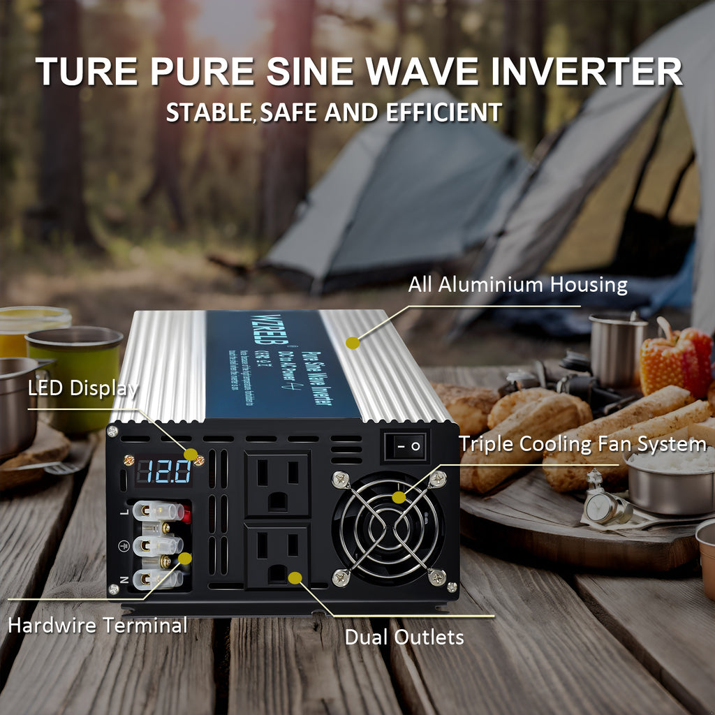 3500W Power Inverter 12V or 24VDC or 36VDC or 48VDC to 120VAC Pure Sine ...