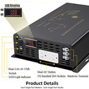 U5 1000W-5000W 60V/72V/96V/110V DC High-Input Pure Sine Wave Inverter - No Remote