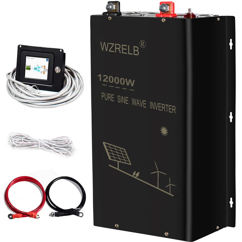 WZRELB 12000W DC to 120VAC 240VAC Split Phase Pure Sine Wave Inverter with a wired remote