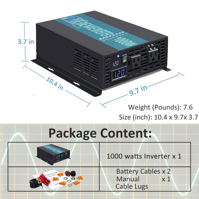 1000W Pure Sine Wave Solar Power Inverter with Wireless Remote