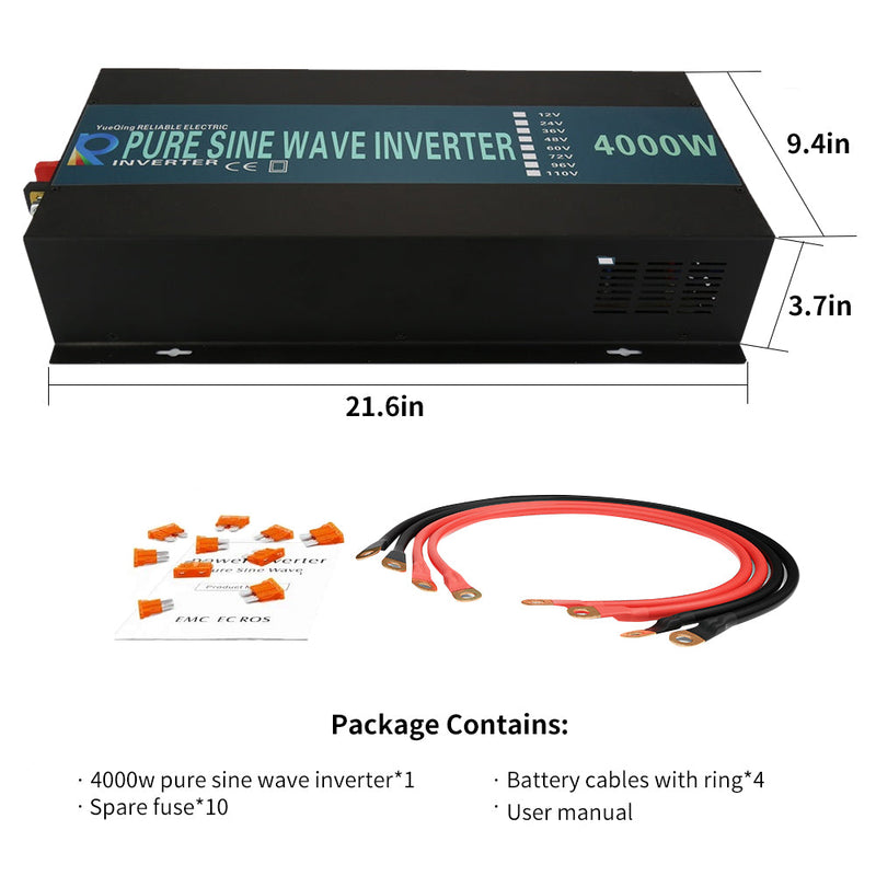 4000W Pure Sine Wave Solar Power Inverter with Wireless Remote