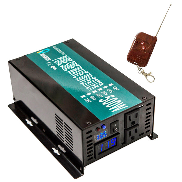 500W DC to AC Power Inverter Pure Sine Wave Inverter with Remote Control