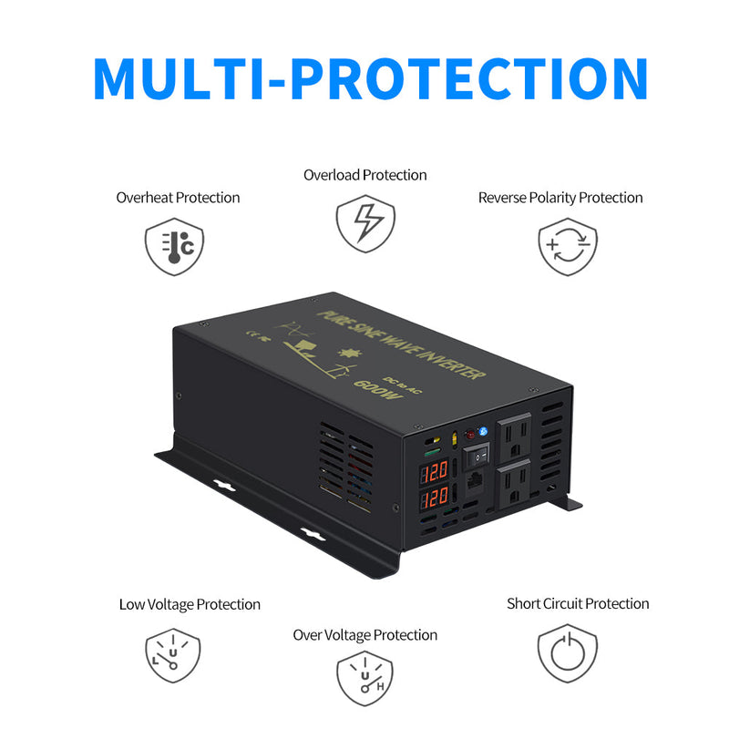 600W Pure Sine Wave Sloar Inverter with a Wired Remote