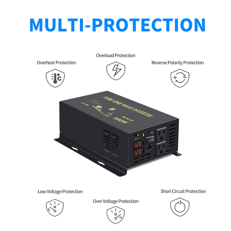 500W Pure Sine Wave Sloar Inverter with a Wired Remote