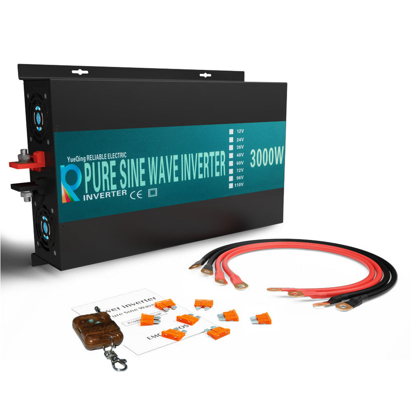 3000W Power Inverter 12VDC,24VDC or 48VDC to 120VAC Pure Sine Wave Inverter With Wireless Remote RBPRC3000W