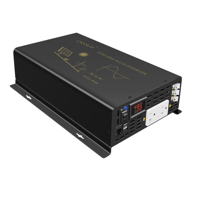 2000W Power Inverter 12VDC,24VDC or 48VDC to 120VAC Pure Sine Wave Inverter RBU52000W with a Wired Remote Control