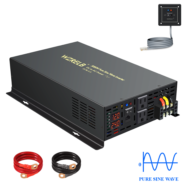 Inversor Onda Sinusoidal Pura 12V A 220V - 2500W A 12000W, LCD, 2 Tomas, Para Solar, Camping, Vehículos