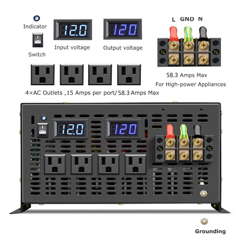 7000W Pure Sine Wave Inverter with a Wireless Remote