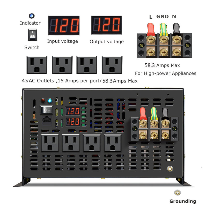 7000W Pure Sine Wave Inverter with a Wired Remote