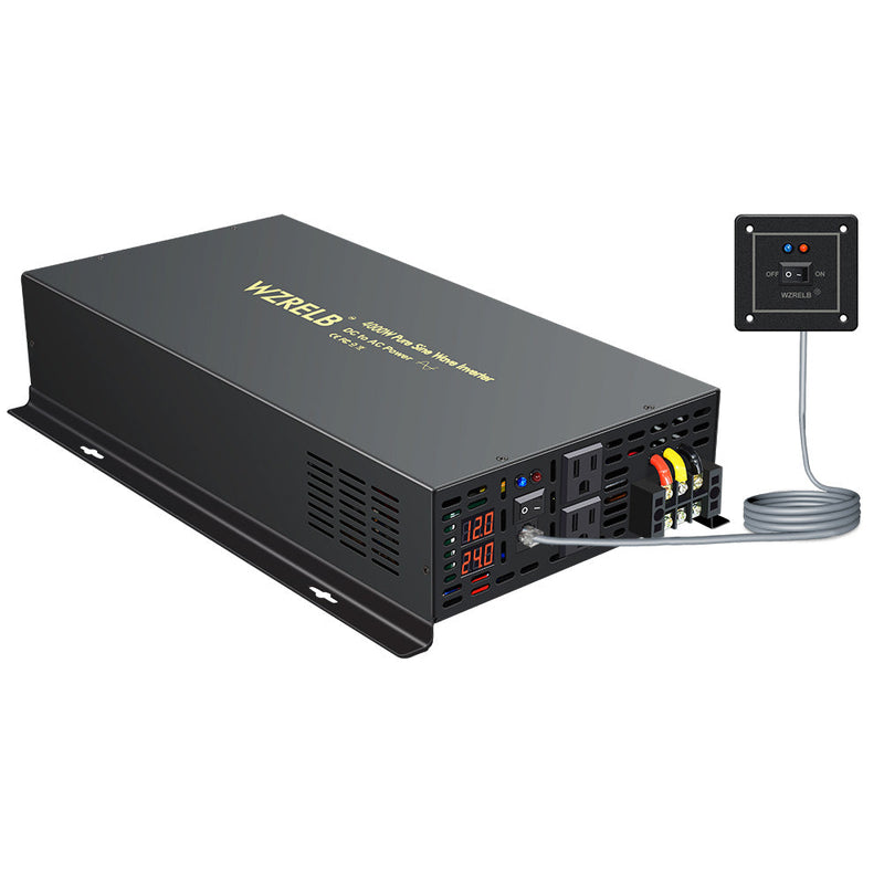 4000W Heavy Duty Pure Sine Wave Power Inverter DC to AC with dual AC Outlets ,Wired Remote Control, LED Display