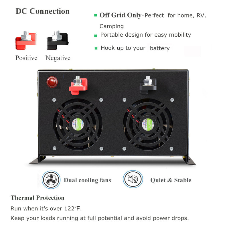 5000W Pure Sine Wave Inverter with a Wired Remote