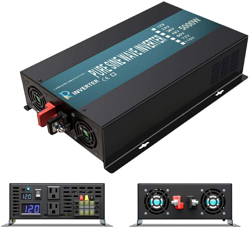 5000W Power Inverter 12VDC or 24VDC to 120VAC Pure Sine Wave Inverter RBPRC5000W With Wireless Remote