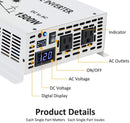1500W Power Inverter 12VDC or 24VDC to 120VAC Pure Sine Wave Inverter WRBP1500W