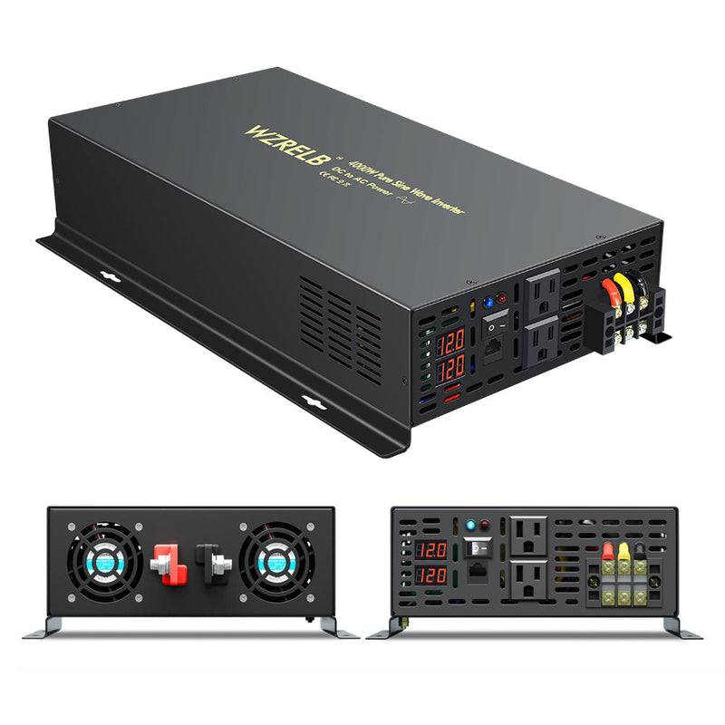 4000W Heavy Duty Pure Sine Wave Power Inverter DC to AC with dual AC Outlets ,Wired Remote Control, LED Display