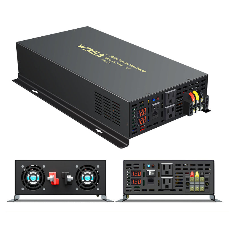 5000W Heavy Duty Pure Sine Wave Power Inverter DC to AC with dual AC Outlets ,Wired Remote Control, LED Display