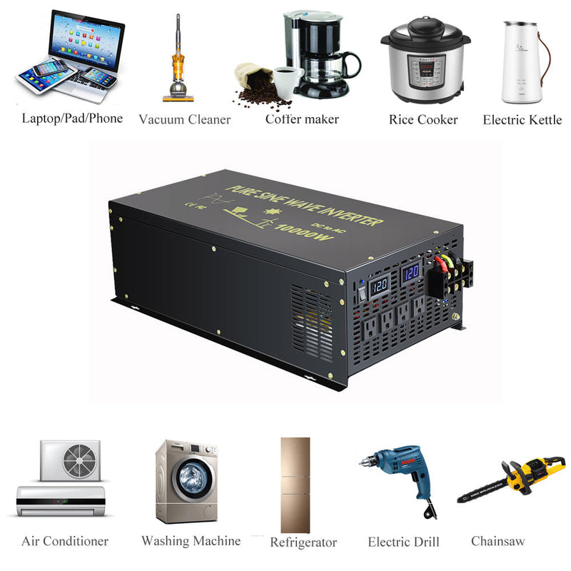 10000W Pure Sine Wave Inverter with a Wireless Remote