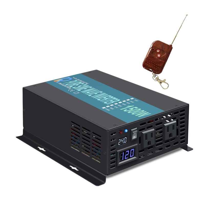1500 Inverter 1500W Power Inverter 12VDC,24VDC or 48VDC to 120VAC Pure Sine Wave ...