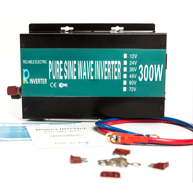 300W DC to AC Power Inverter Pure Sine Wave Inverter 12Vdc, 24Vdc, or 48Vdc to 120Vac output 60HZ USA Socket